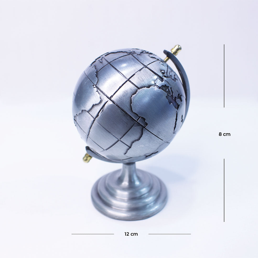World Map Globe - Silver